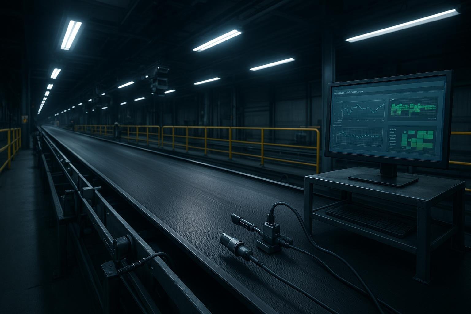 Digital quality control on a conveyor belt finishing line with AI vision and NDT sensors