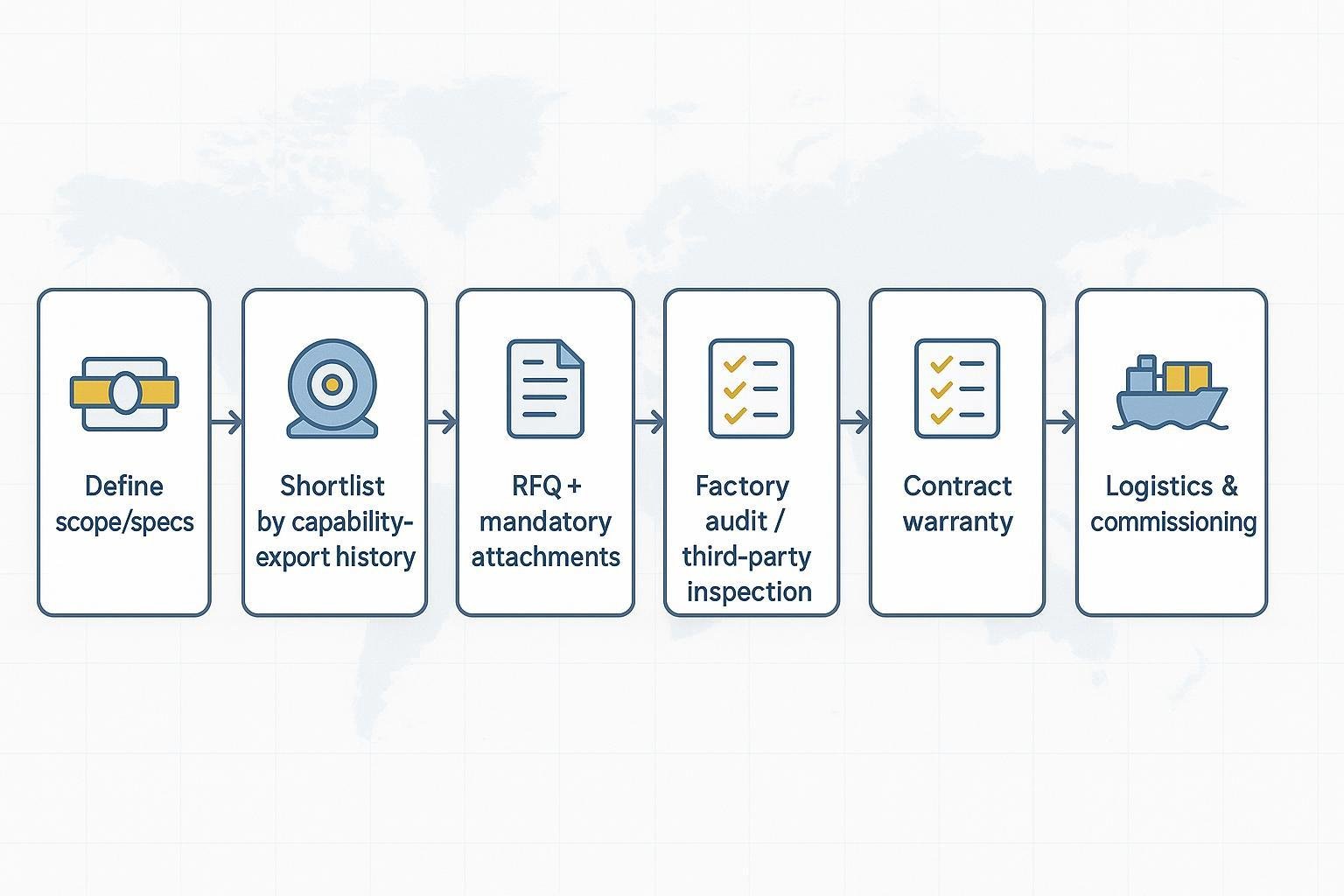 Infographic: 7-step workflow to select conveyor manufacturers in Asia